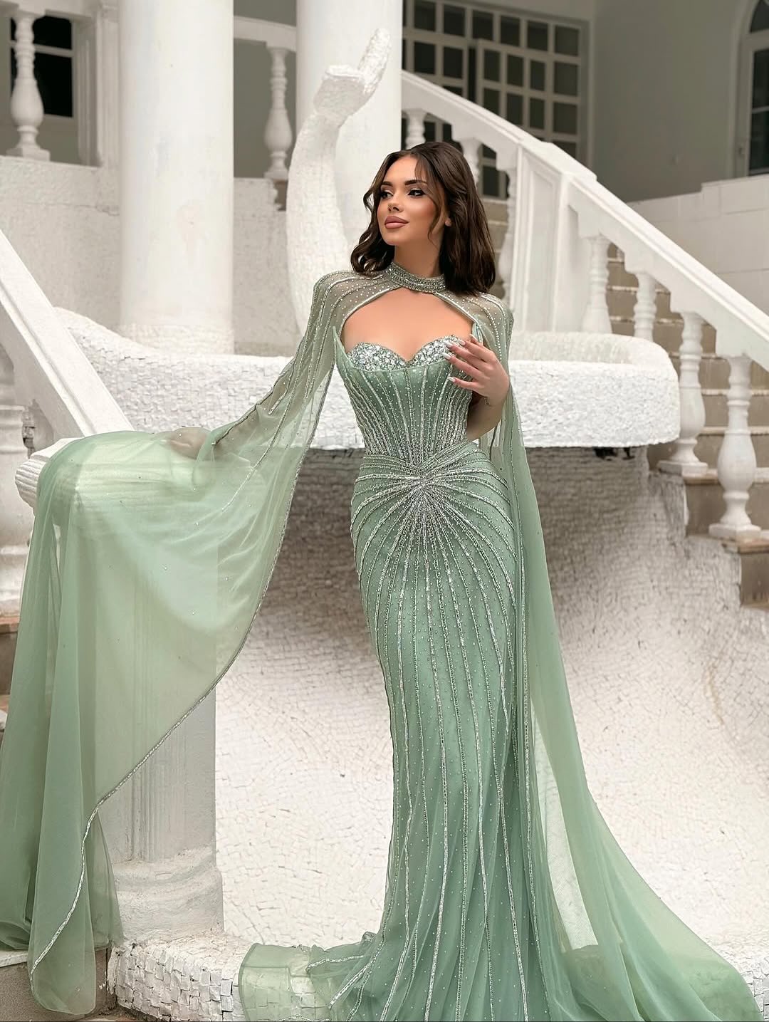 Mint crystal mermaid gown